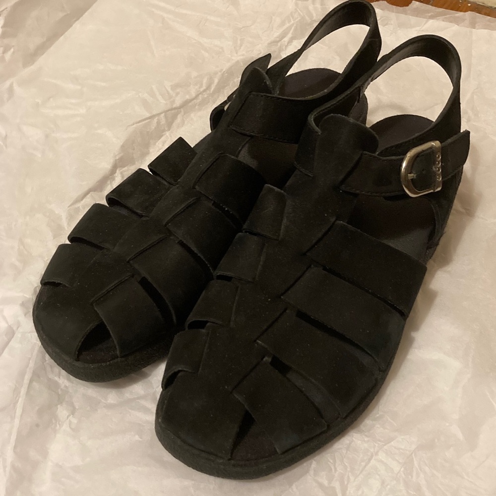 Ecco fisherman sandals black suede leather EU 40 made in Brazil